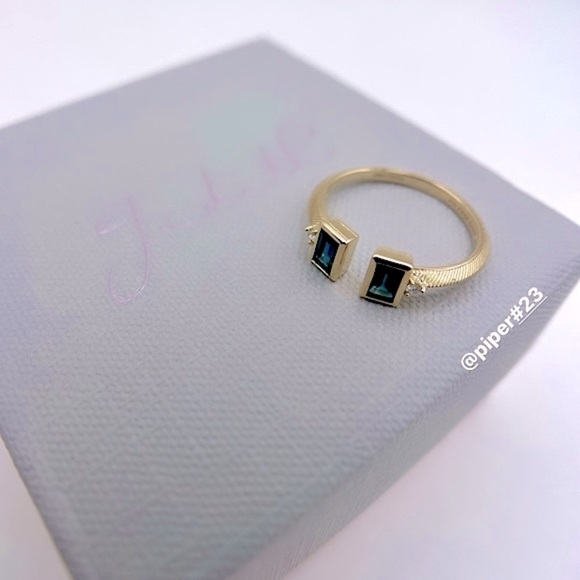 Brand New in Box Judith Ripka Classic 14K Gold Sapphire & Diamond Ring - Picture 7 of 9